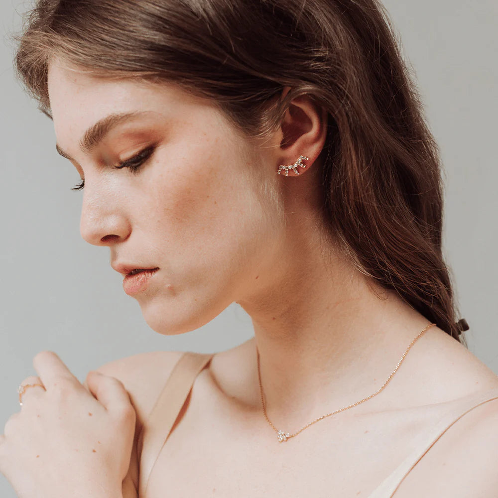 Radiant Pearl Climber Earrings Gold