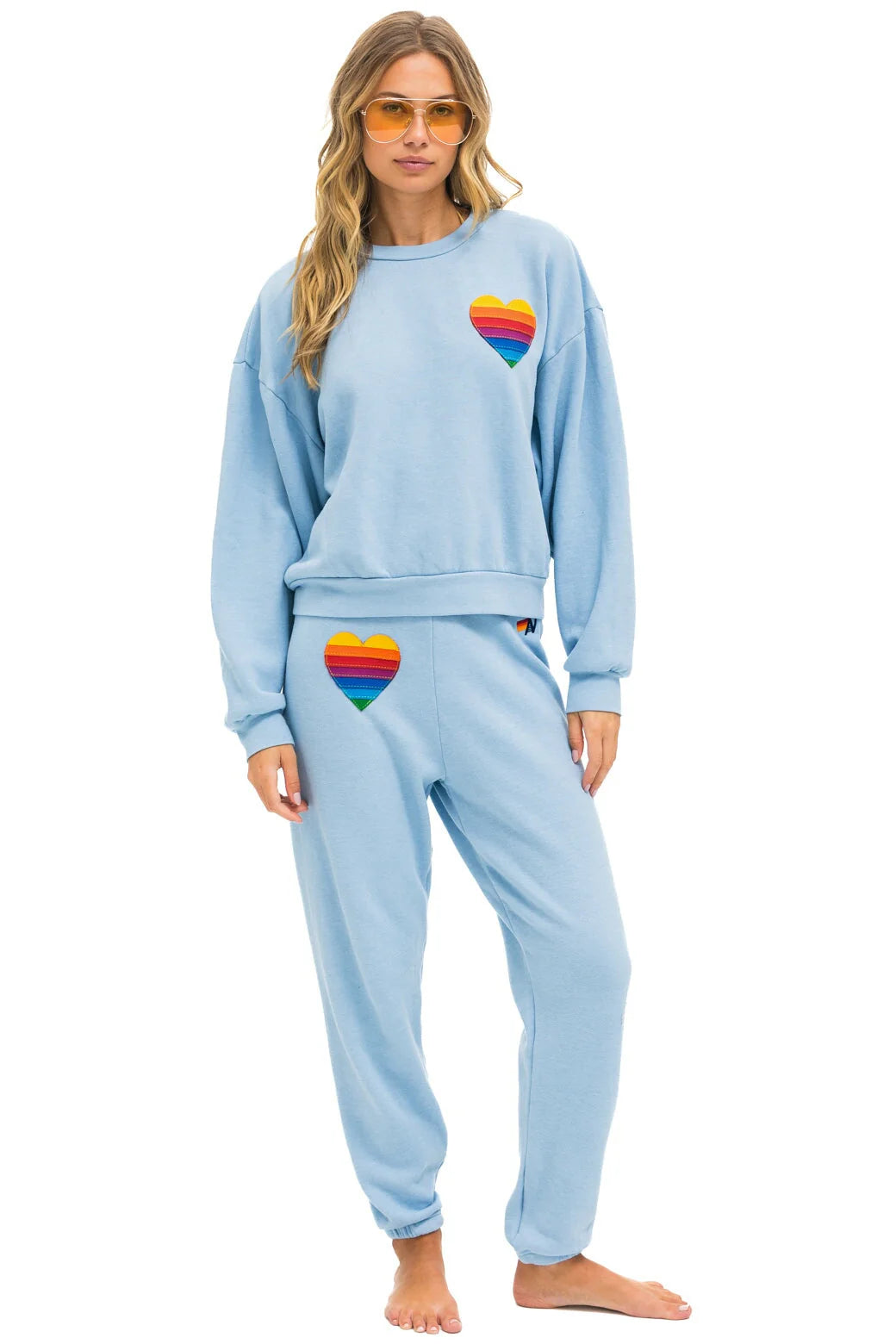 Rainbow Heart Stitch Women’s Sweatpants Ice - Bella's House Tulsa