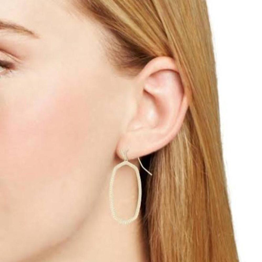 Elle Open Frame Rhodium Earrings - Bella's House Tulsa