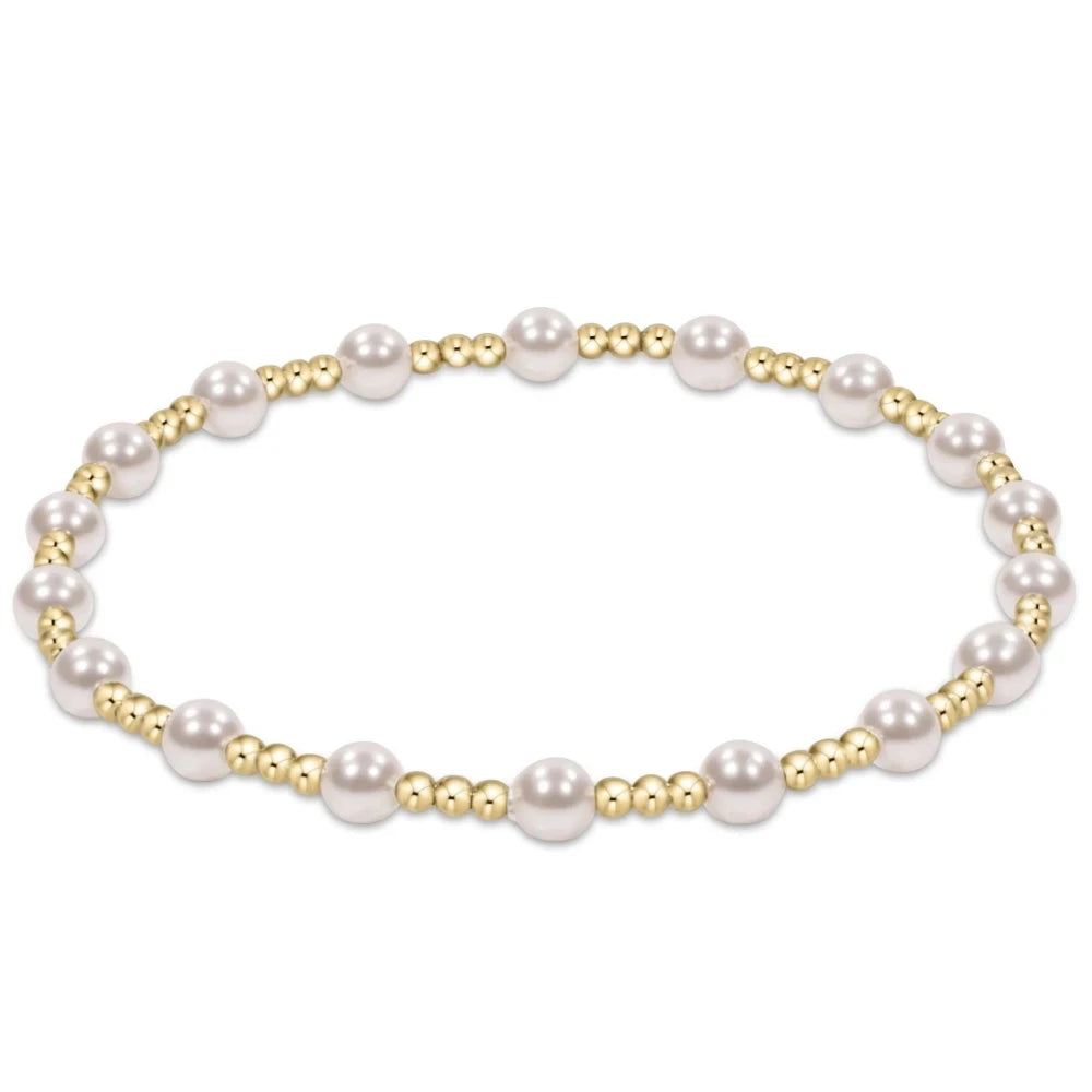 Classic Sincerity Pattern 4mm Bead Bracelet - Pearl - Bella's House Tulsa