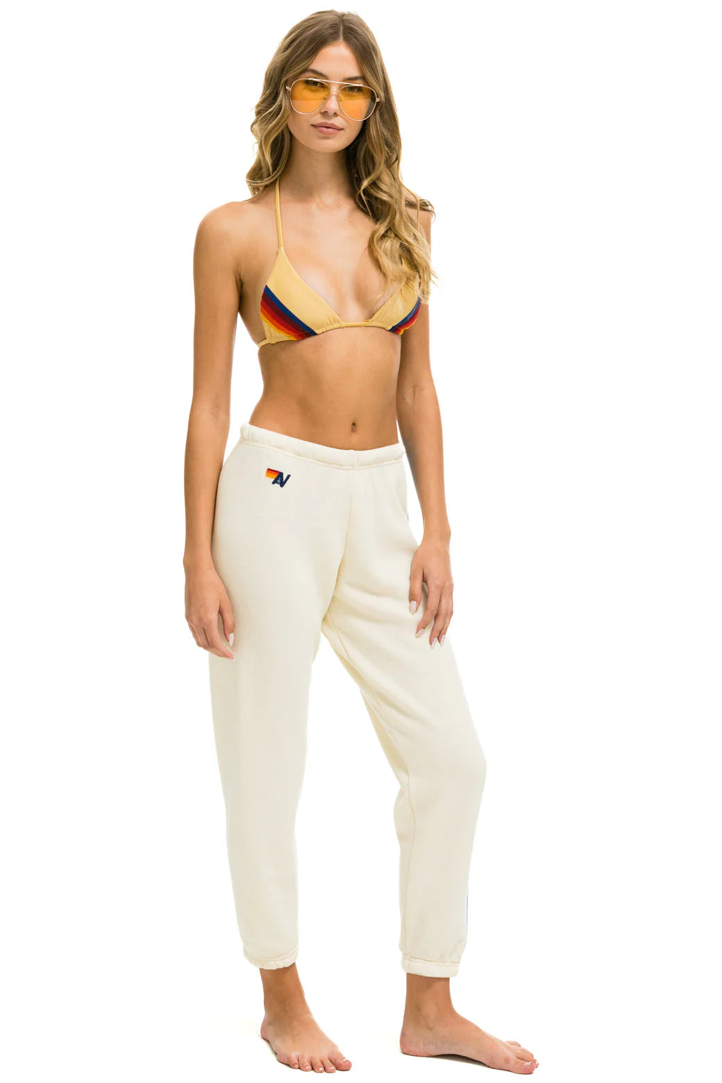 5 Stripe Women's Sweatpants Vintage White Blue