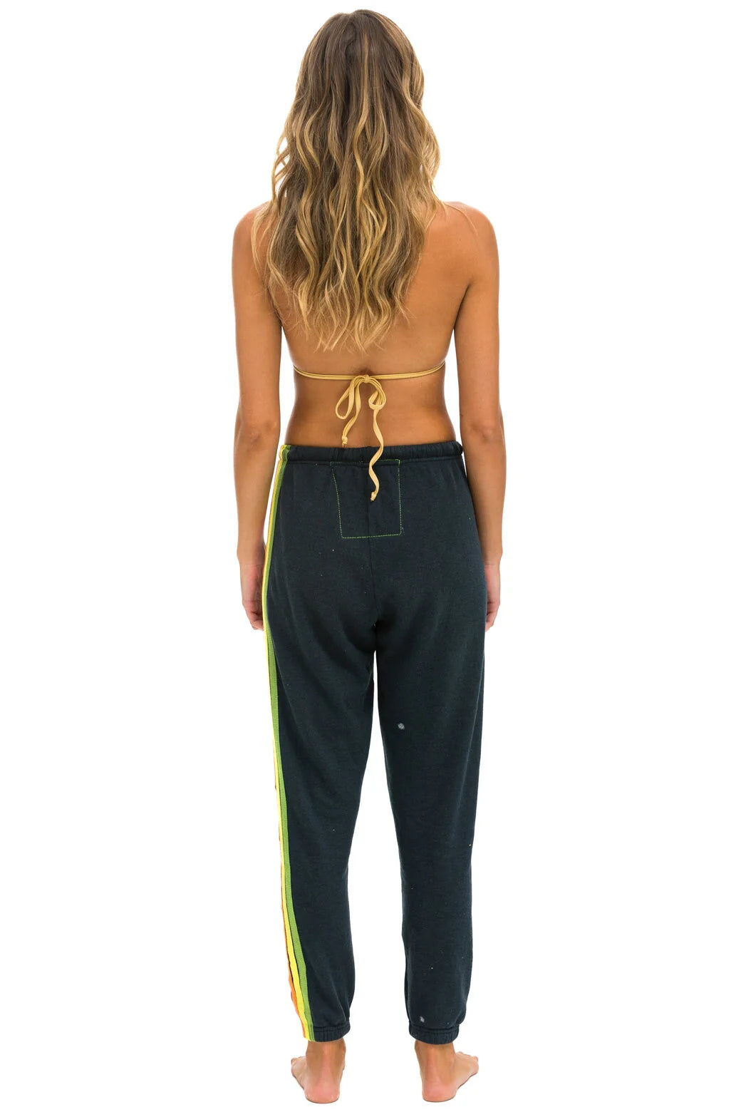 5 Stripe Women's Sweatpants Charcoal Pink Green