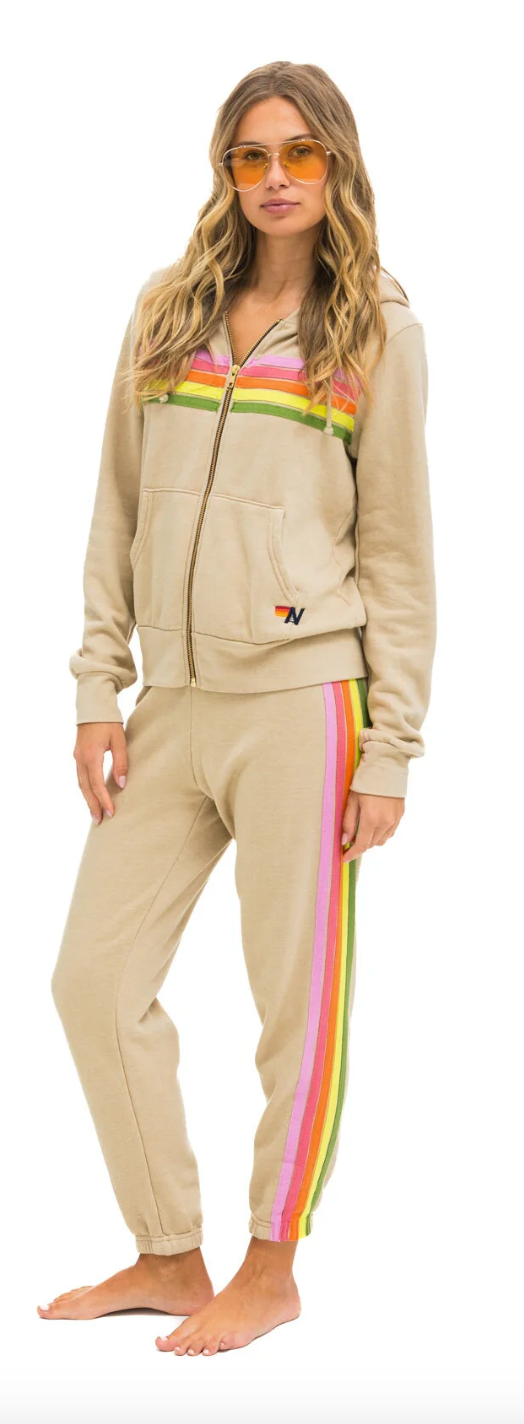 5 Stripe Sand Pink Green Sweatpants - Bella's House Tulsa