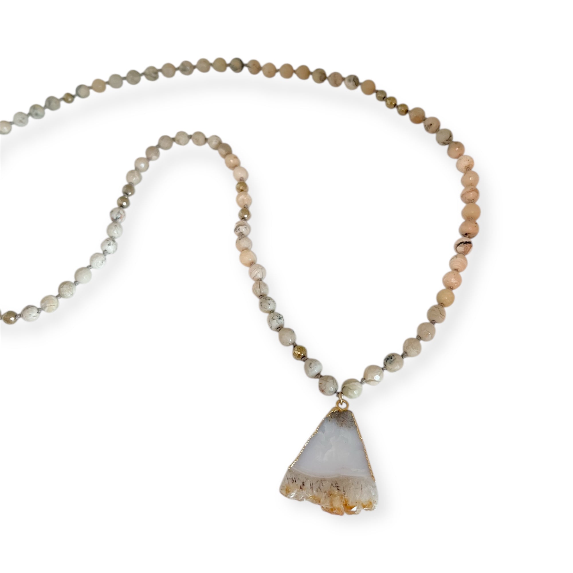 AMJ Prism Cream Bead Pendant Necklace