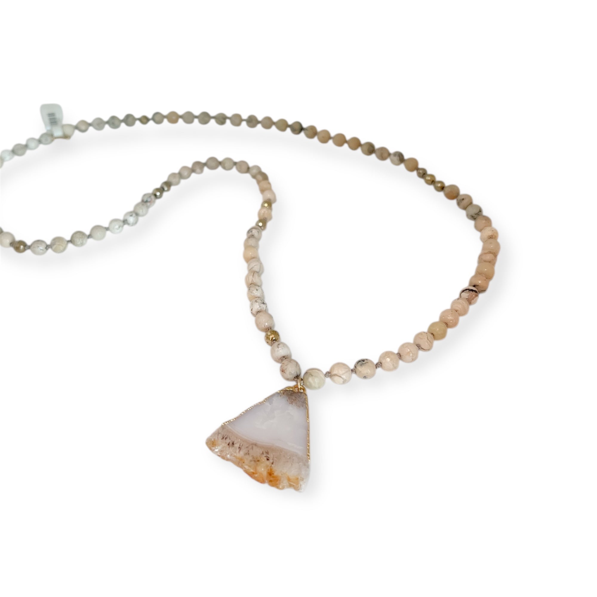 AMJ Prism Cream Bead Pendant Necklace