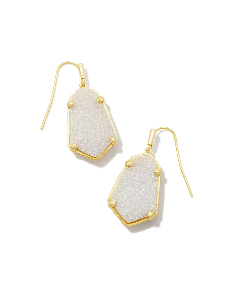 Alexandria Gold Drop Earrings in Iridescent Drusy