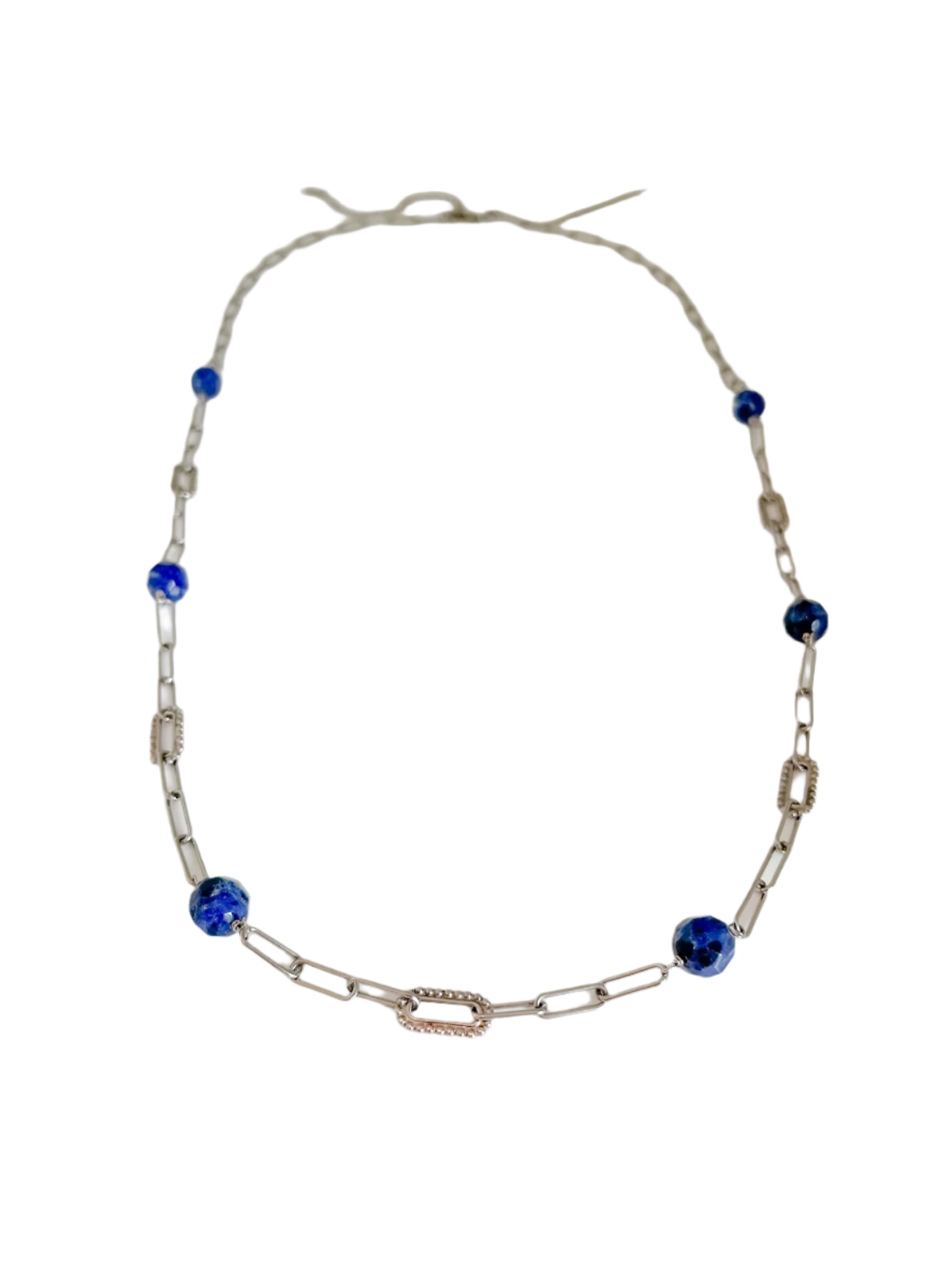 Antique Silver Blue Lapis Long Necklace