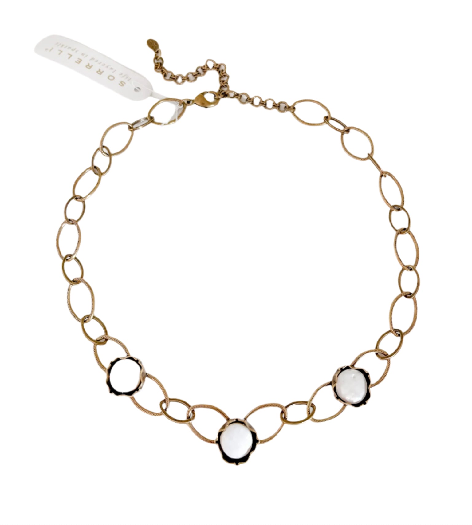 Antique Gold Link Choker Modern Pearl