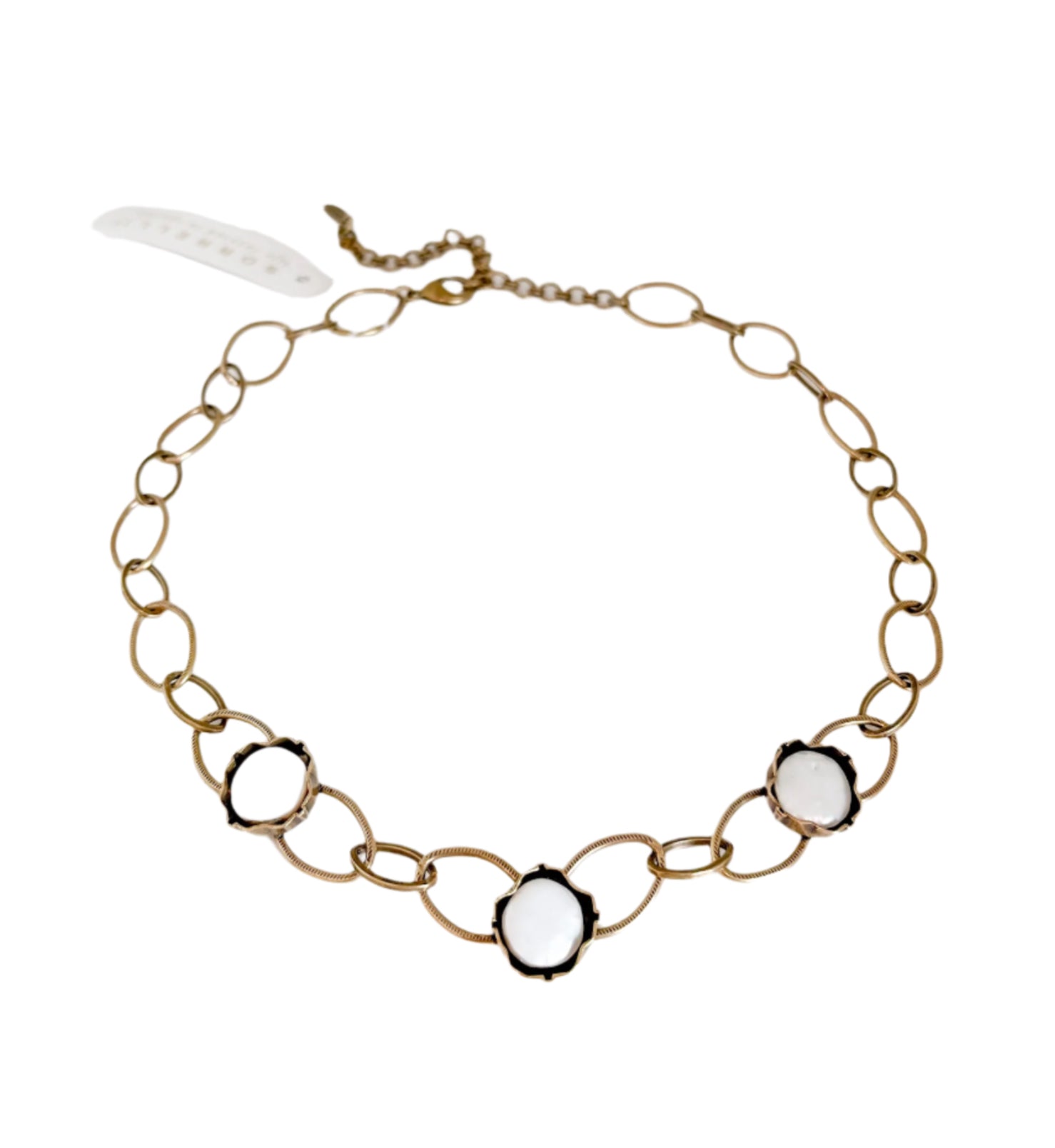 Antique Gold Link Choker Modern Pearl