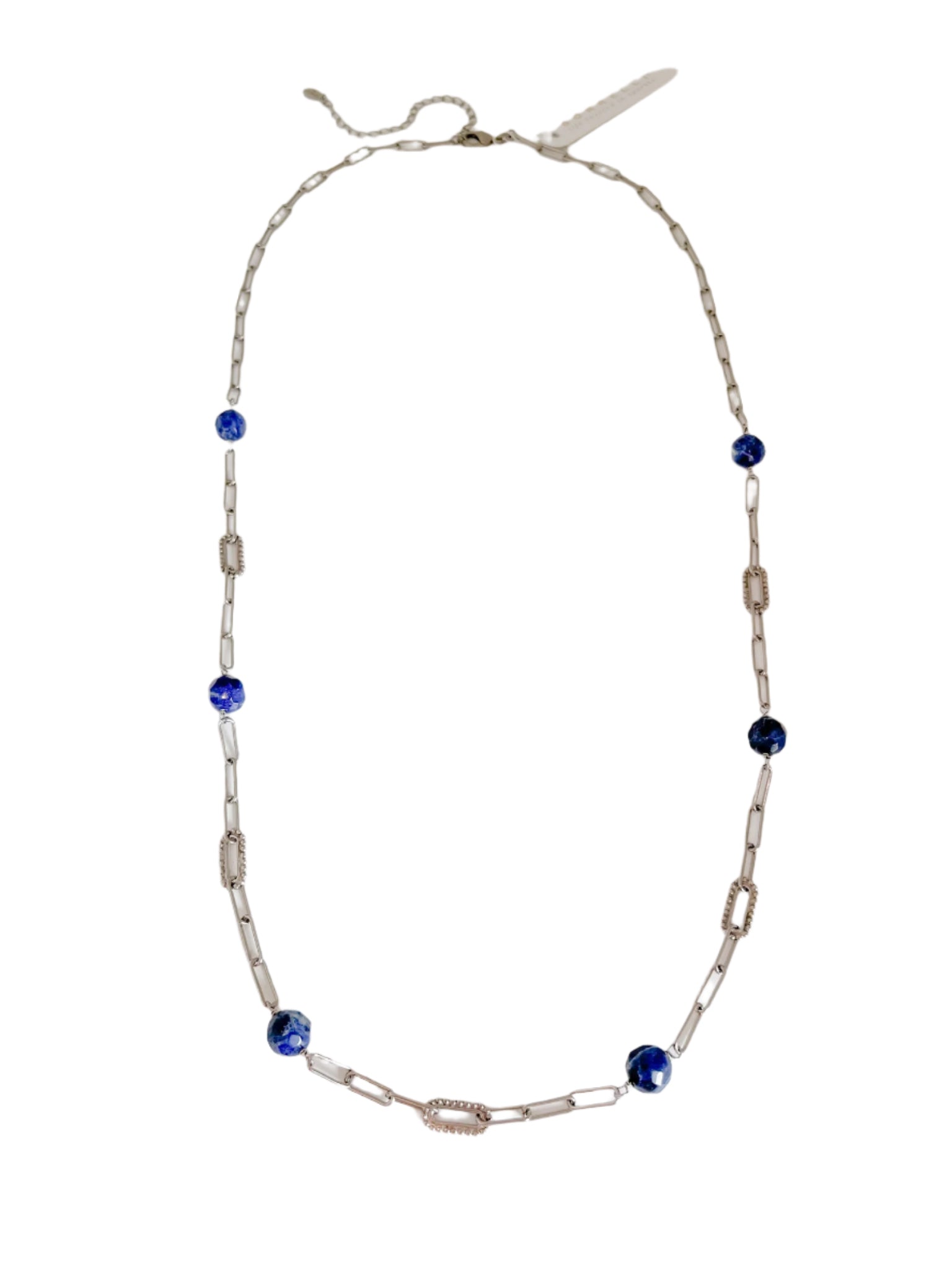 Antique Silver Blue Lapis Long Necklace