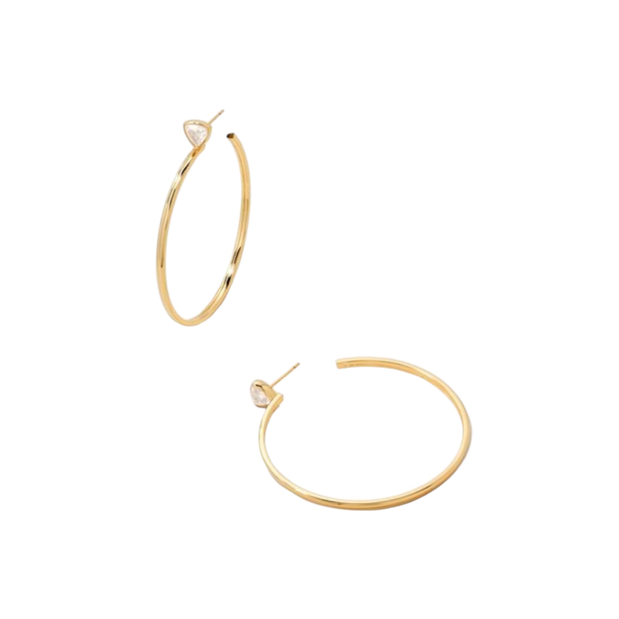 Arden Gold Hoop Earrings in White Crystals