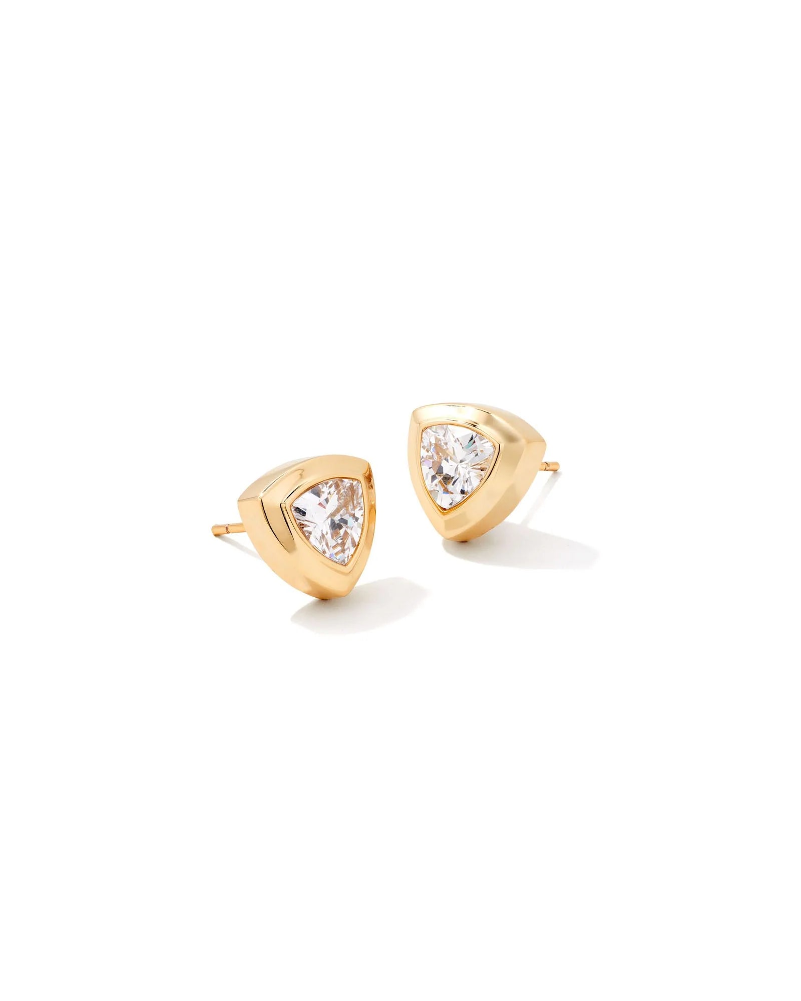 Arden White Crystal Gold Stud Earrings