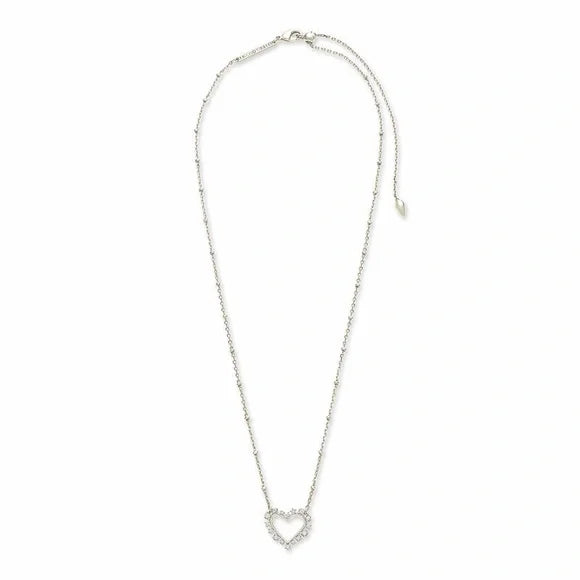 Ari Heart Crystal Necklace in Silver