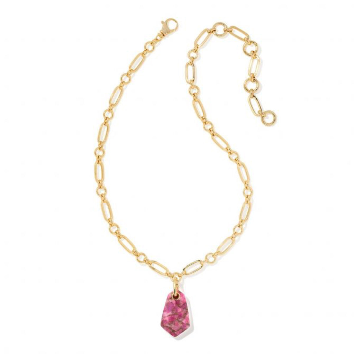 Ashlyn Chain Gold Necklace in Magenta Jade