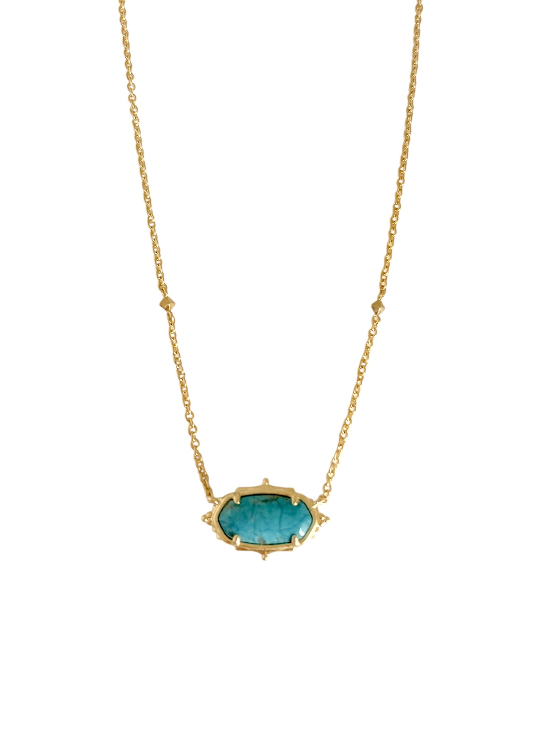 Baroque Elisa Gold Pendant Necklace in Bronze Veined Turquoise