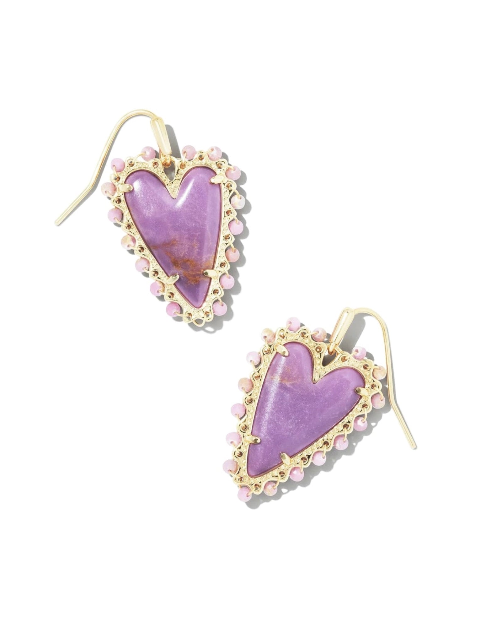 Beaded Ansley Drop Earring Gold Lilac Phosphate