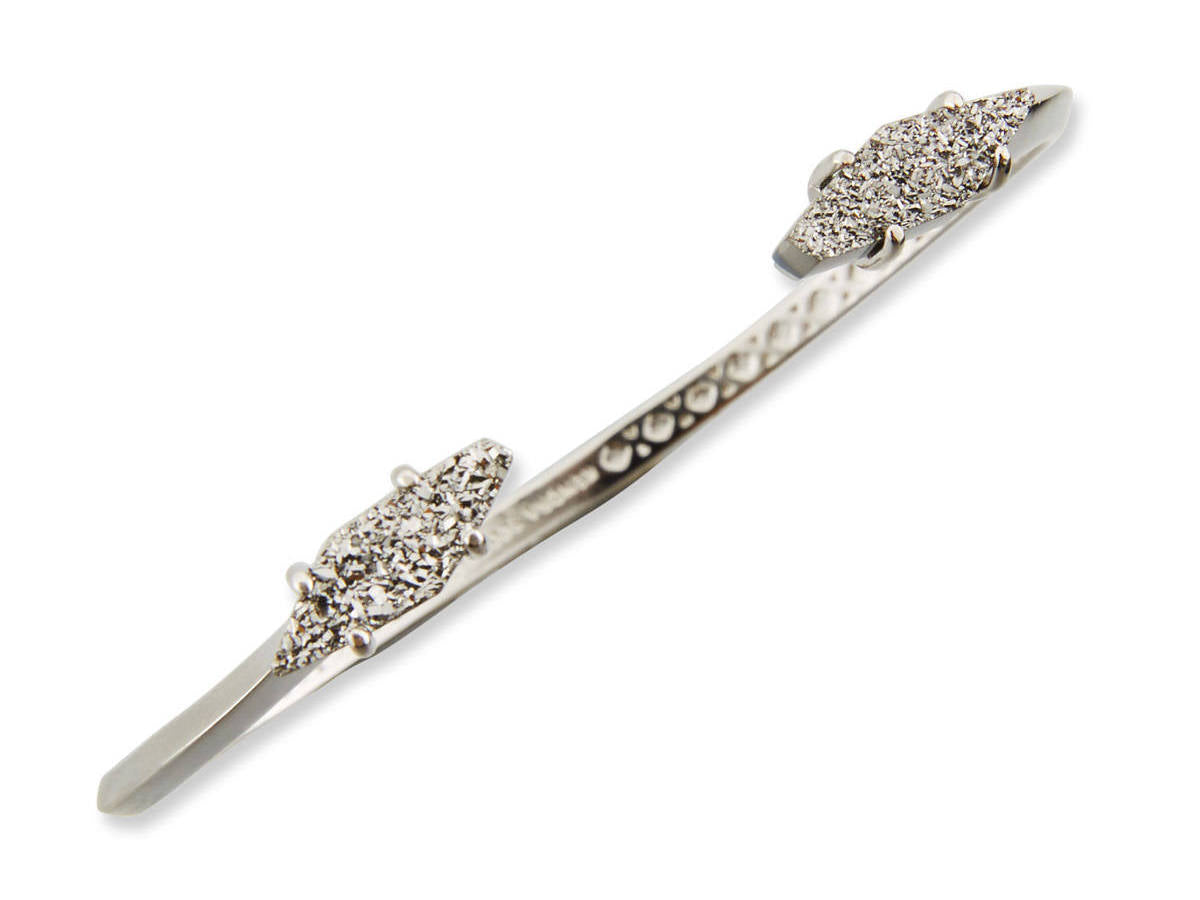 Bianca Silver Tone Platinum Drusy Cuff Bracelet