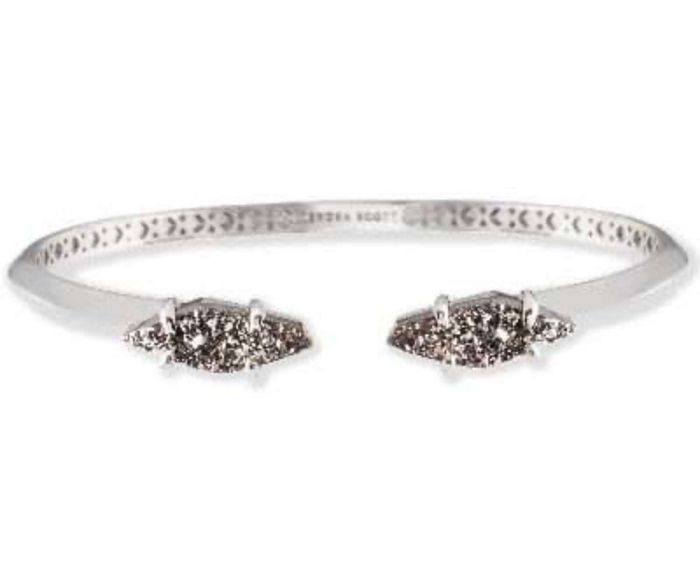 Bianca Silver Tone Platinum Drusy Cuff Bracelet