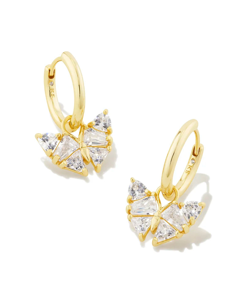 Blair Gold Butterfly Huggie Earrings in White CZ