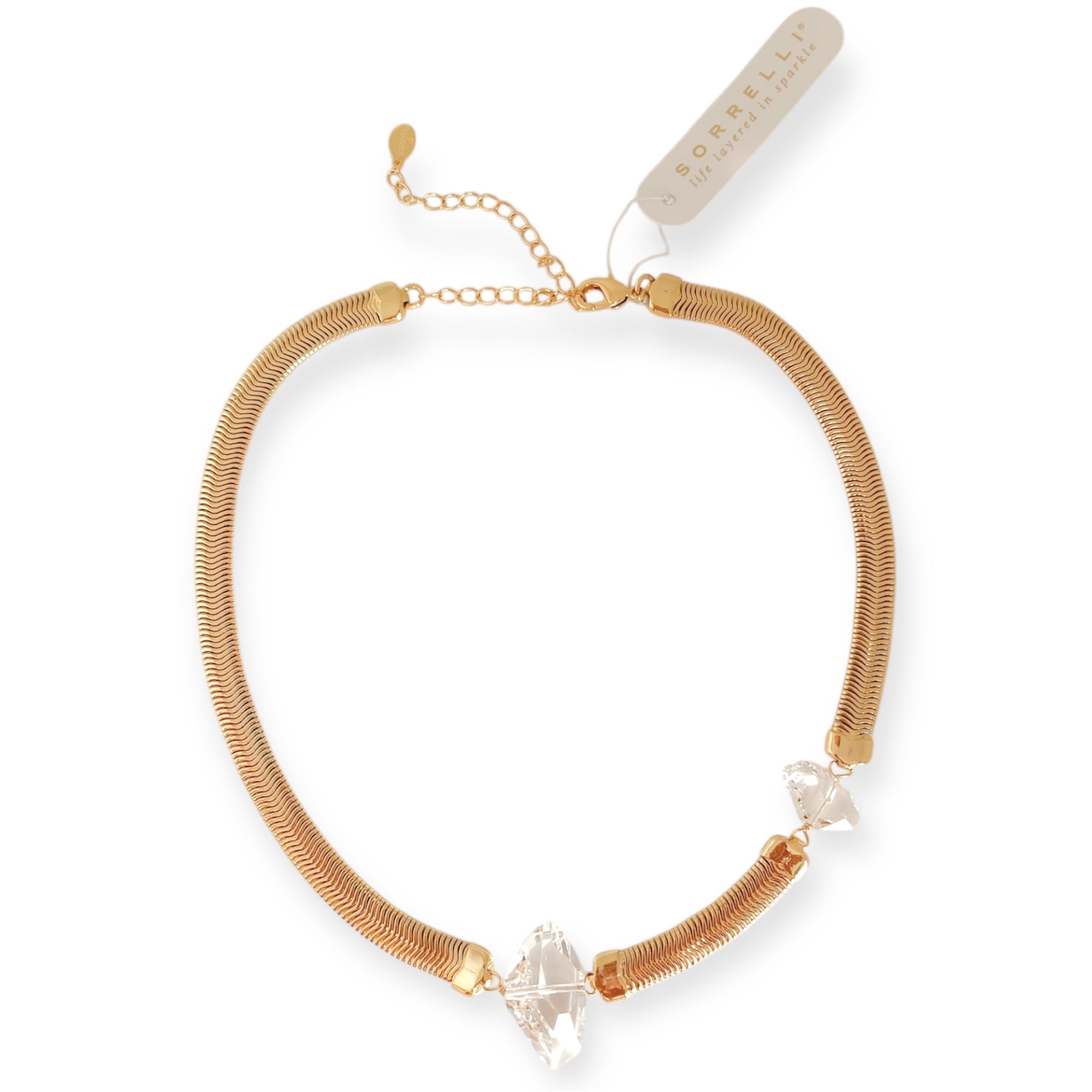 Bright Gold Choker Dual Crystal