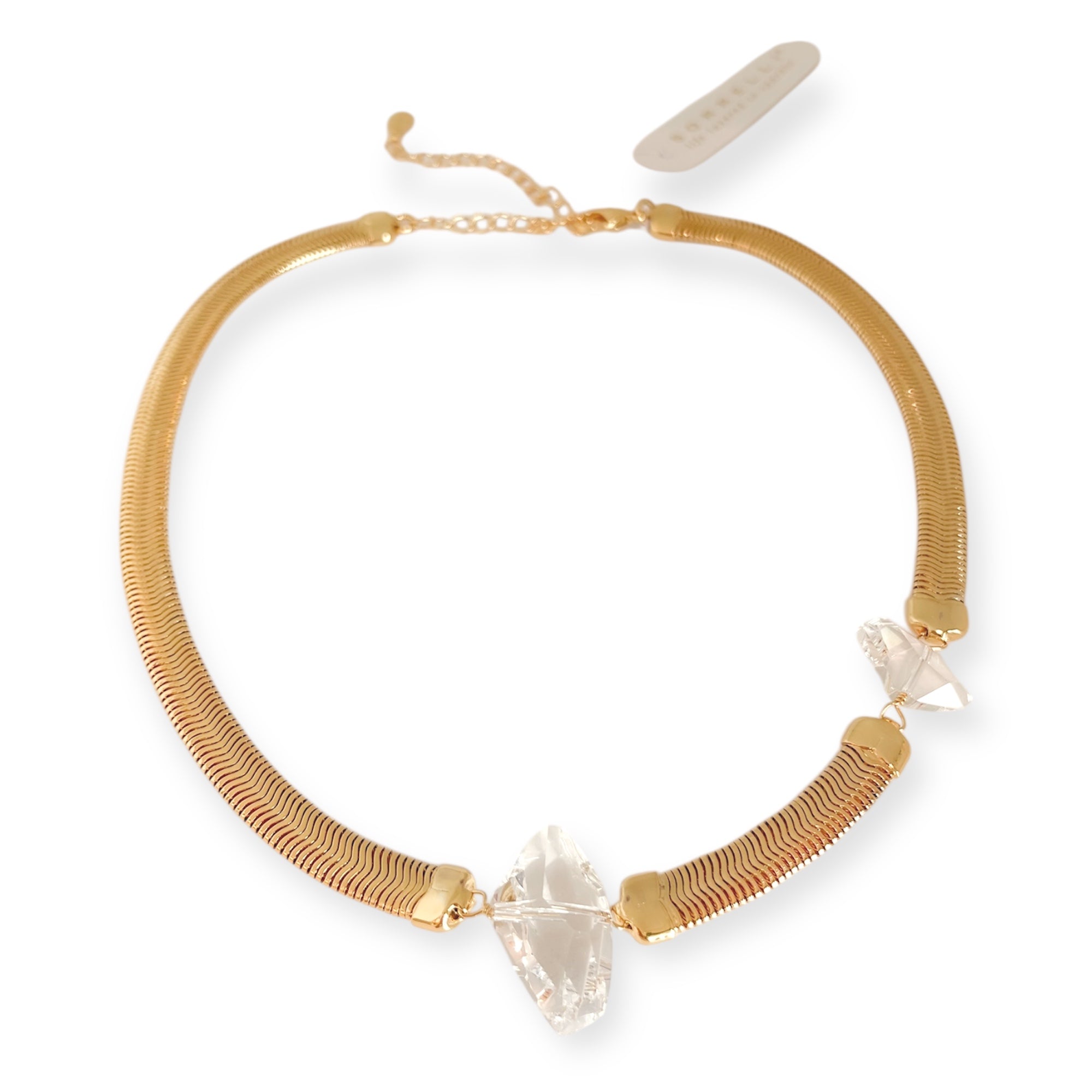 Bright Gold Choker Dual Crystal