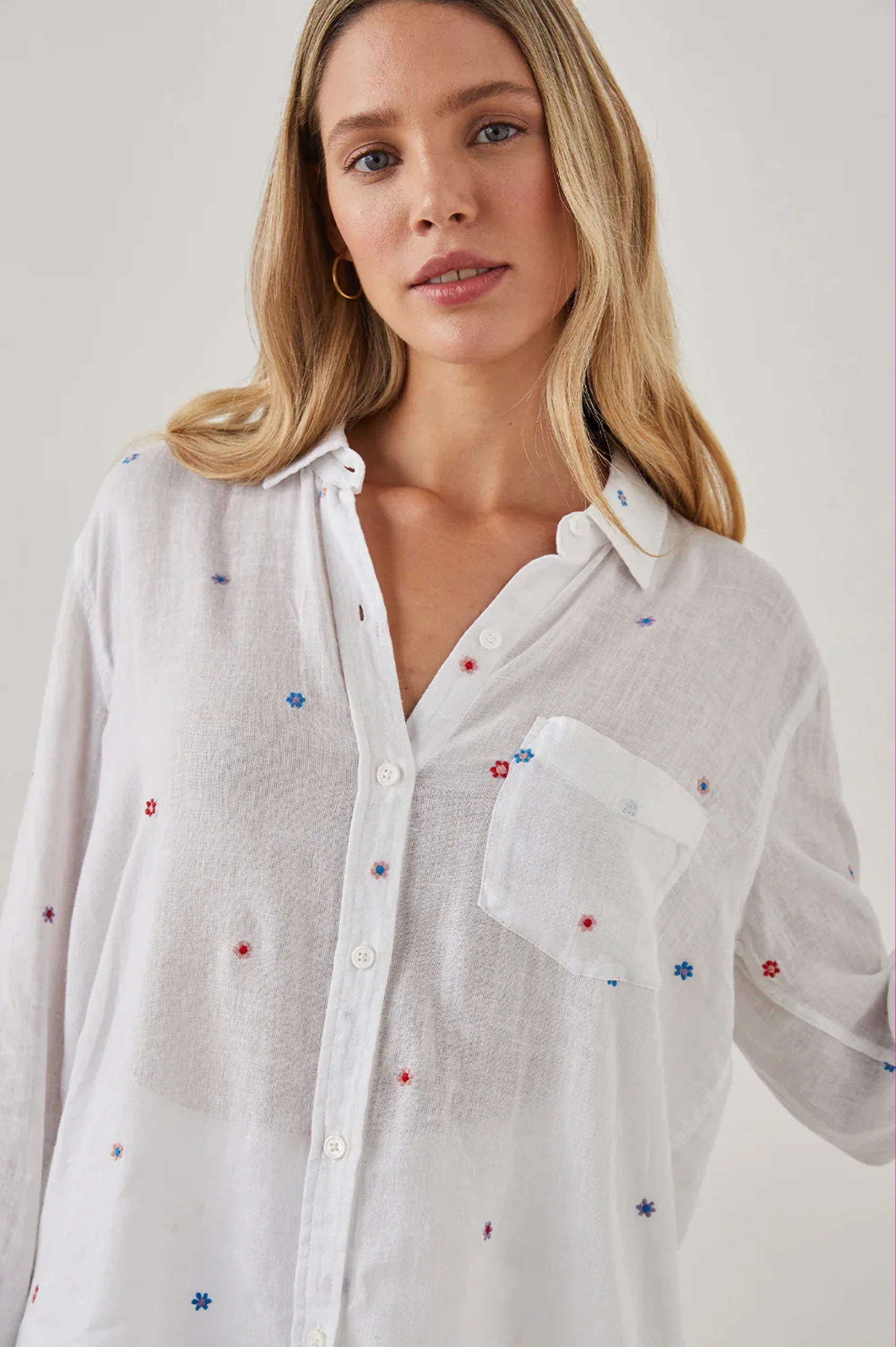 Charli Shirt Multi Daisy Embroidery  Eco