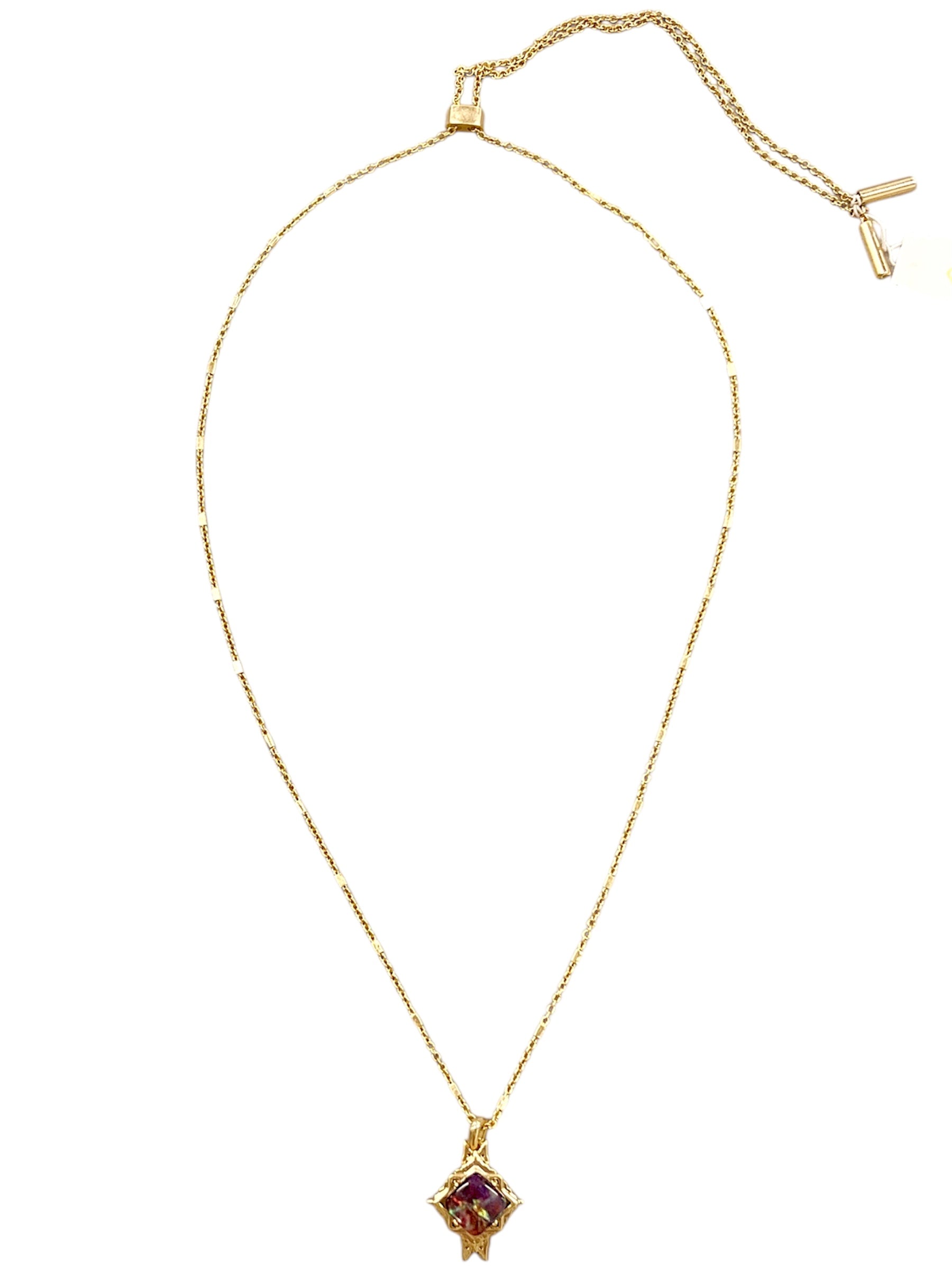 Cass Gold Long Pendant Necklace In Mauve Abalone