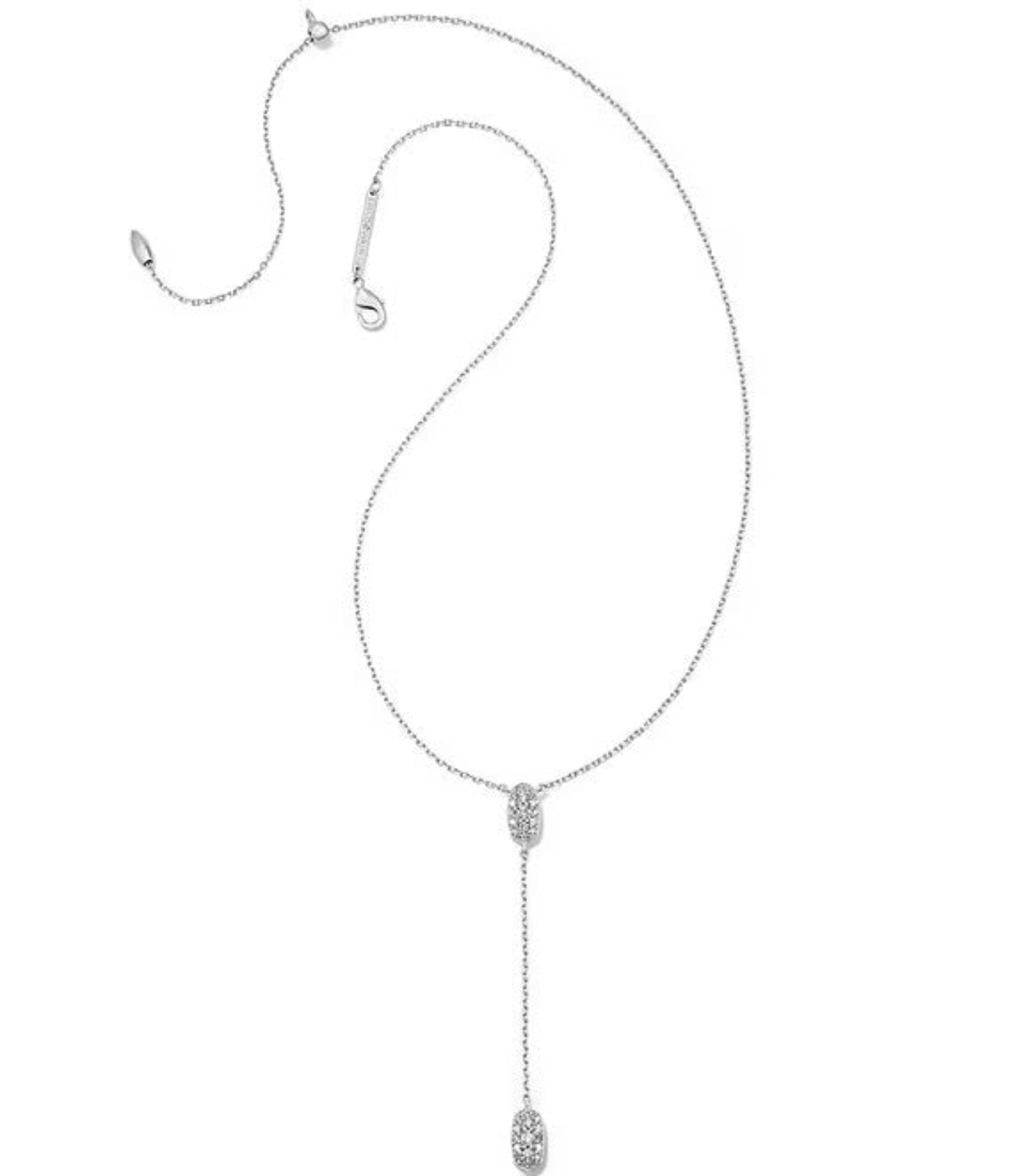 Crystal Grayson Pave Y Necklace in Silver - Bella's House Tulsa