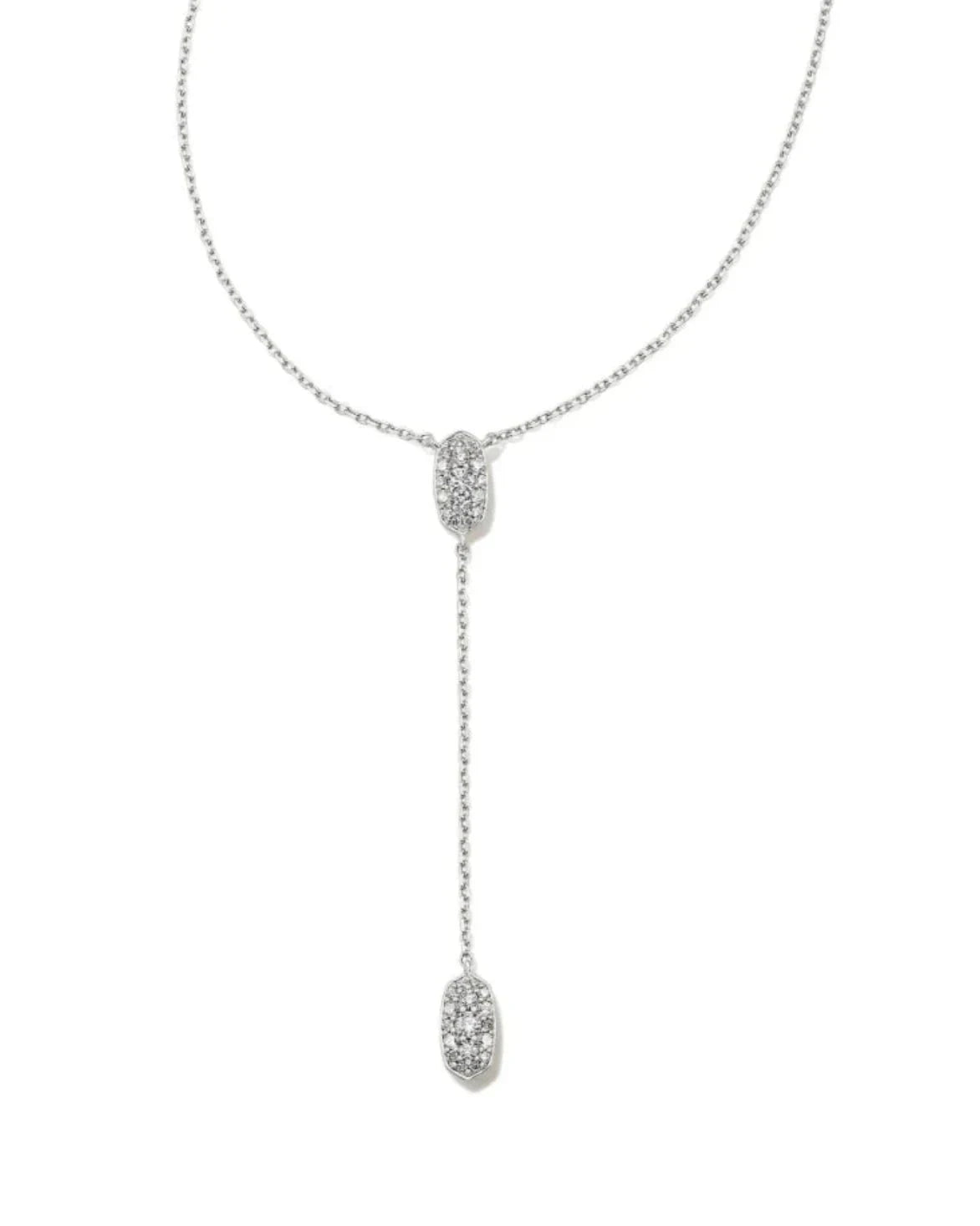 Crystal Grayson Pave Y Necklace in Silver - Bella's House Tulsa