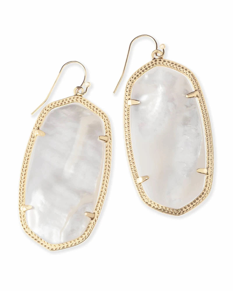 Danielle Gold Statement  Earrings in Ivory Mother-of-Pearl