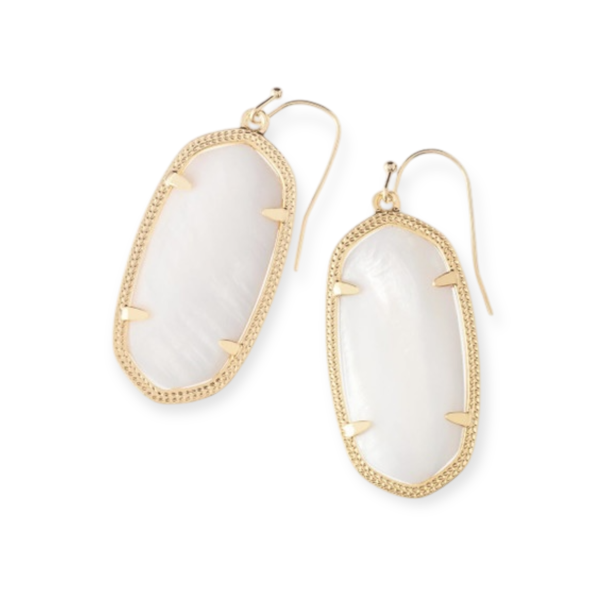 Danielle Gold Statement  Earrings in White Mother-of-Pearl
