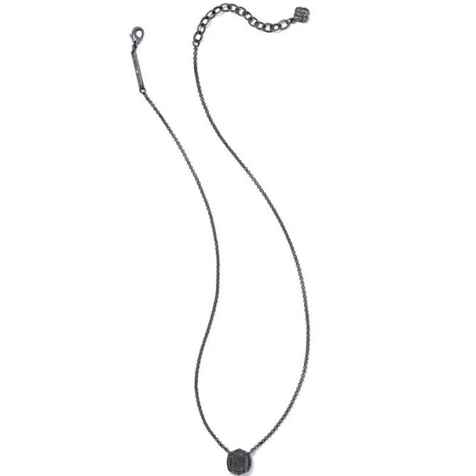 Davie Short Pendant Gunmetal Necklace in Black Drusy