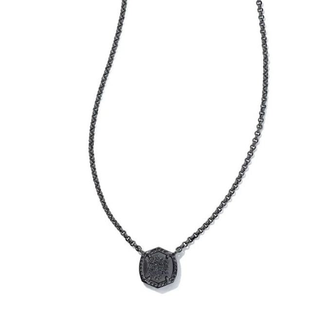 Davie Short Pendant Gunmetal Necklace in Black Drusy