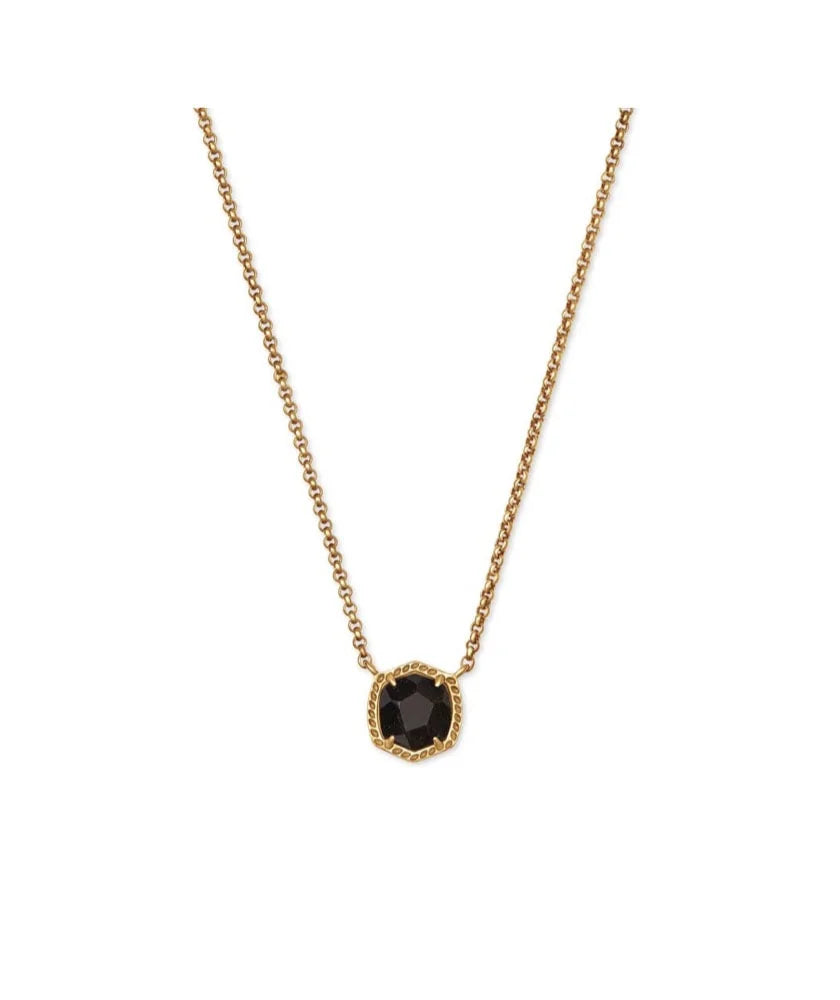 Davie Short Pendant Vintage Gold Necklace in Golden Obsidian