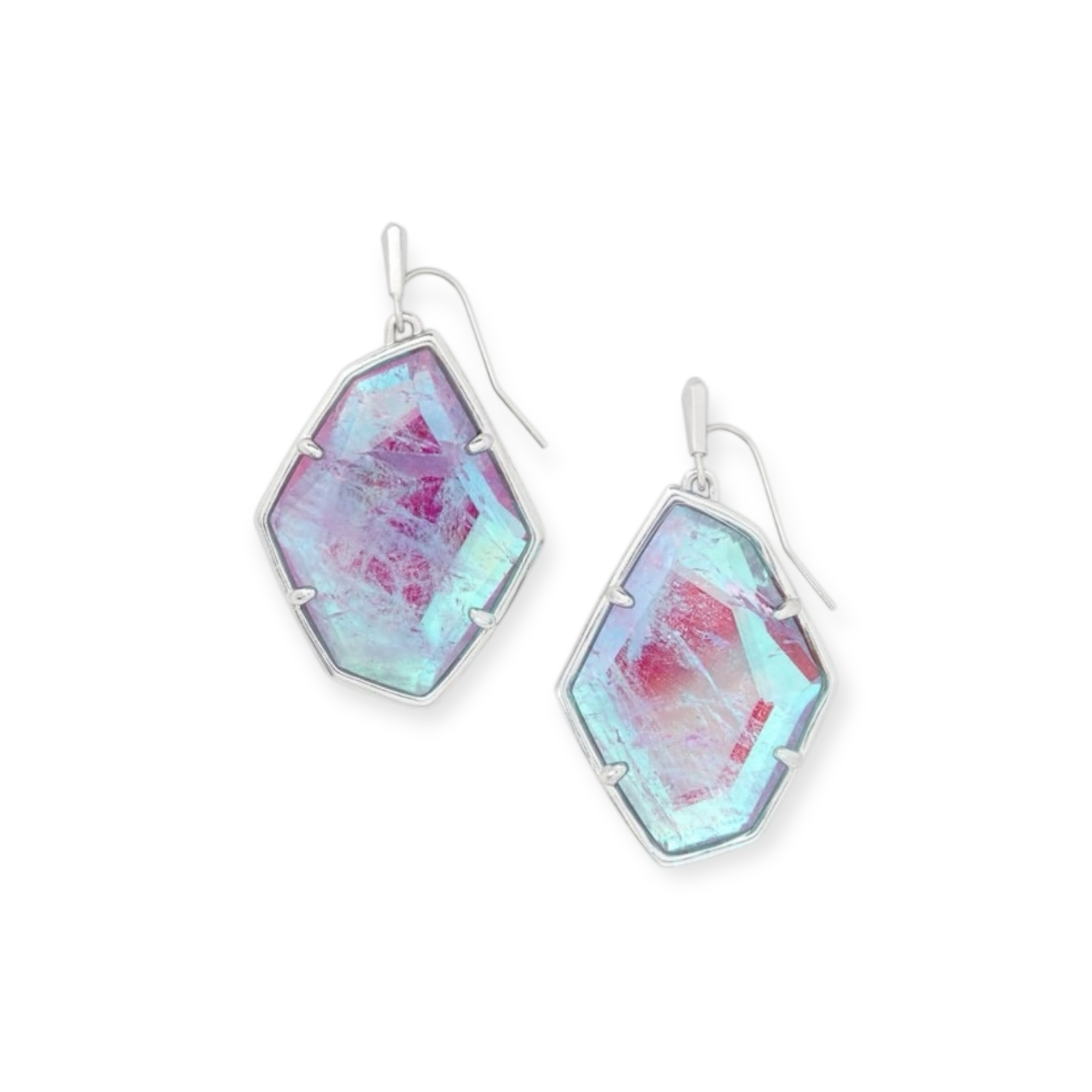 Dunn Silver Stud Earrings in Amethyst Dichroic Glass