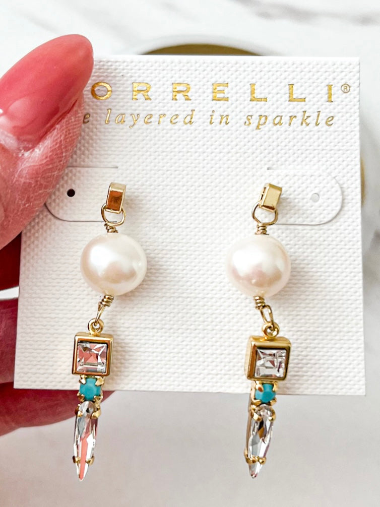  Gold Dangle Polished Pearl Earrings