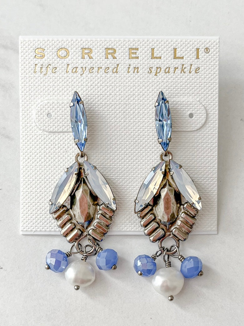 Antique Silver Crystal Drop Earrings Glacier