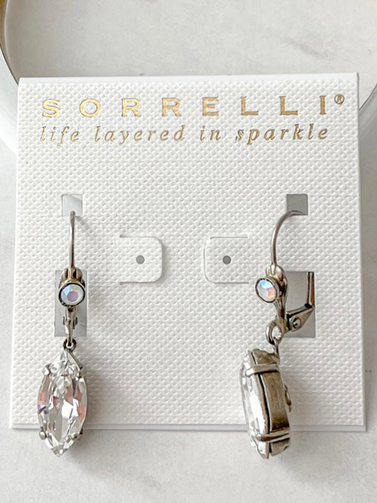 Antique Silver Crystal Dangle Earrings Glacier