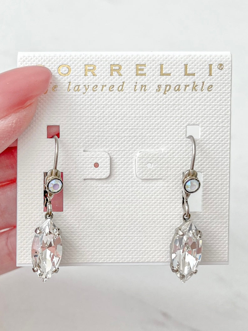 Antique Silver Crystal Dangle Earrings Glacier