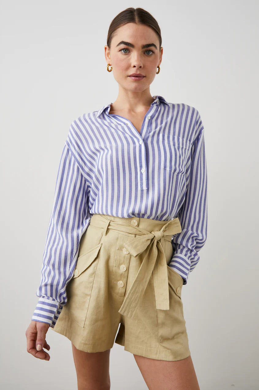 Elle Shirt Blue White Stripe - Bella's House Tulsa
