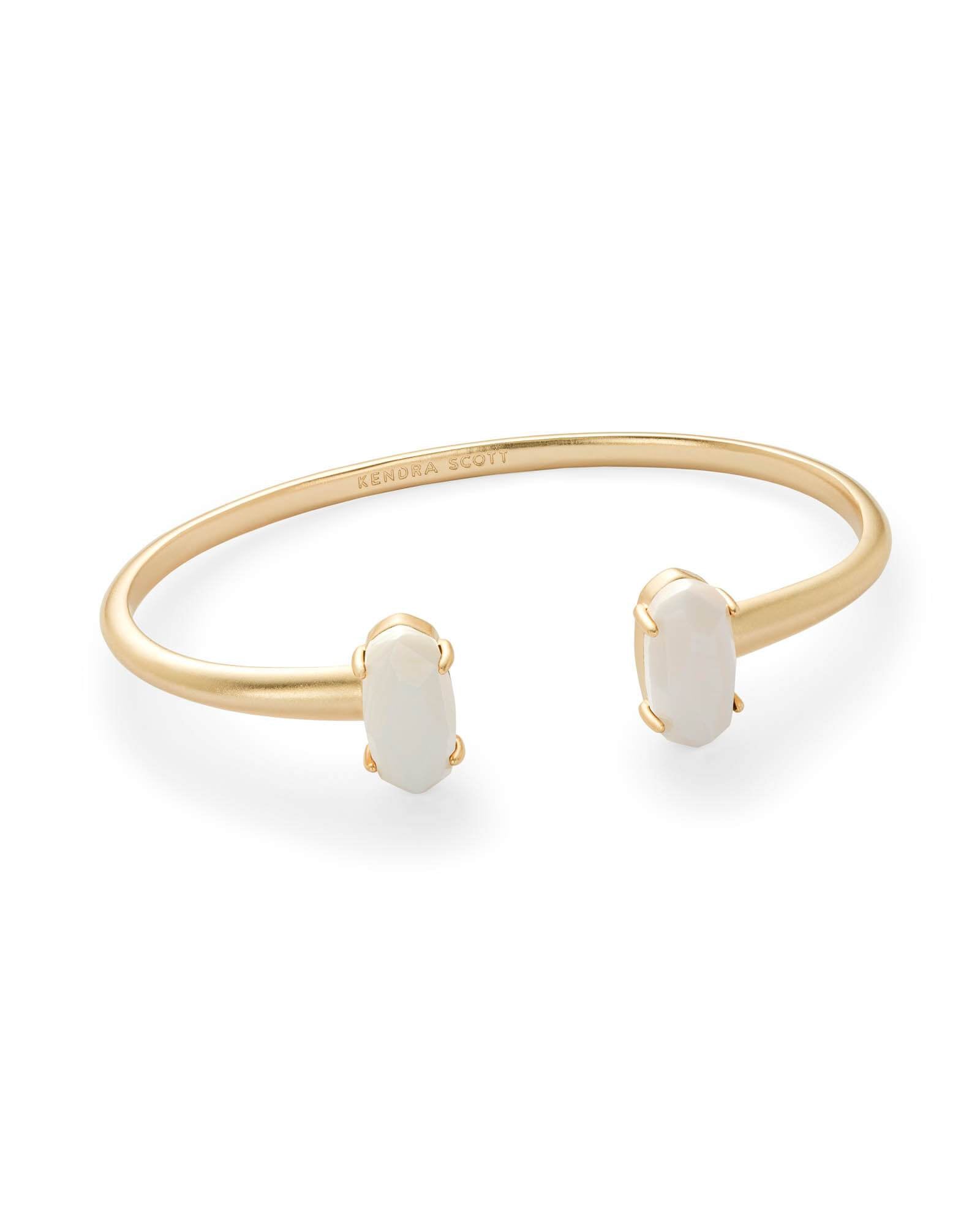 Edi Gold Cuff Bracelet in Mother of Pearl
