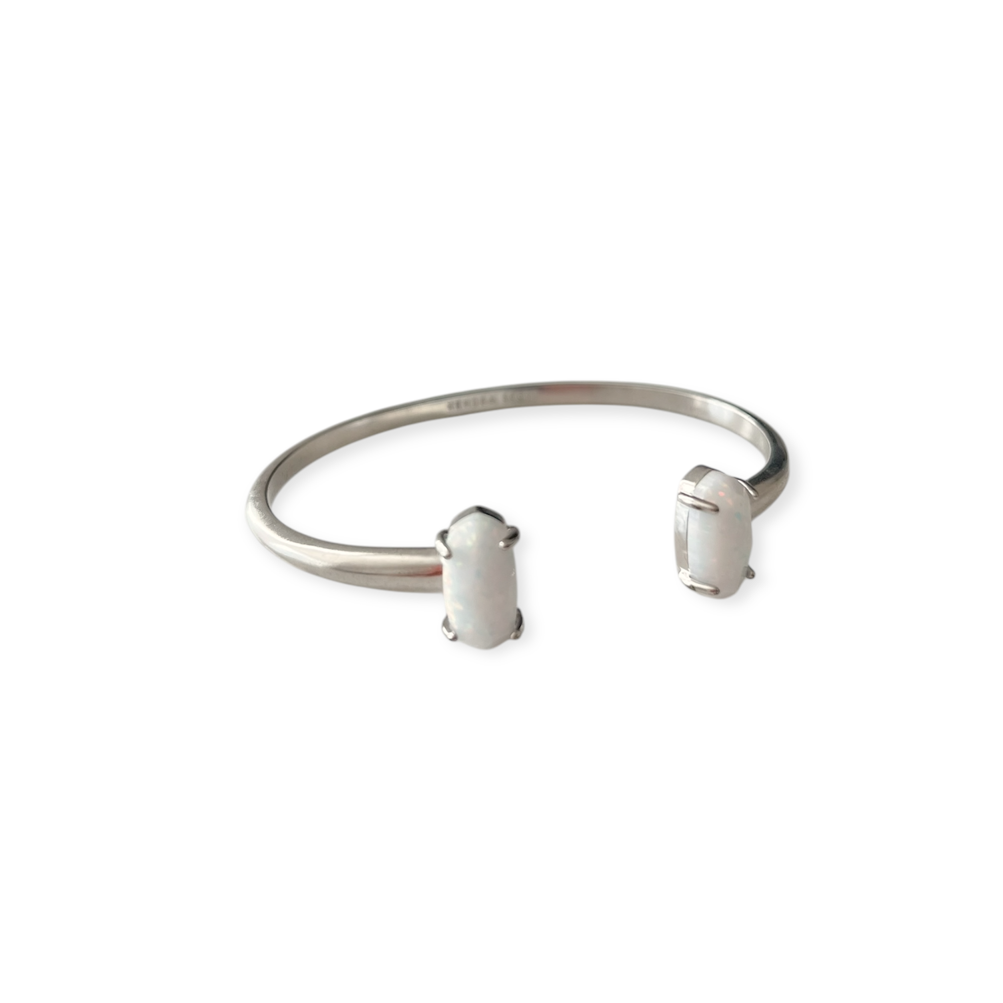 Edi Silver Cuff Bracelet in White Opal