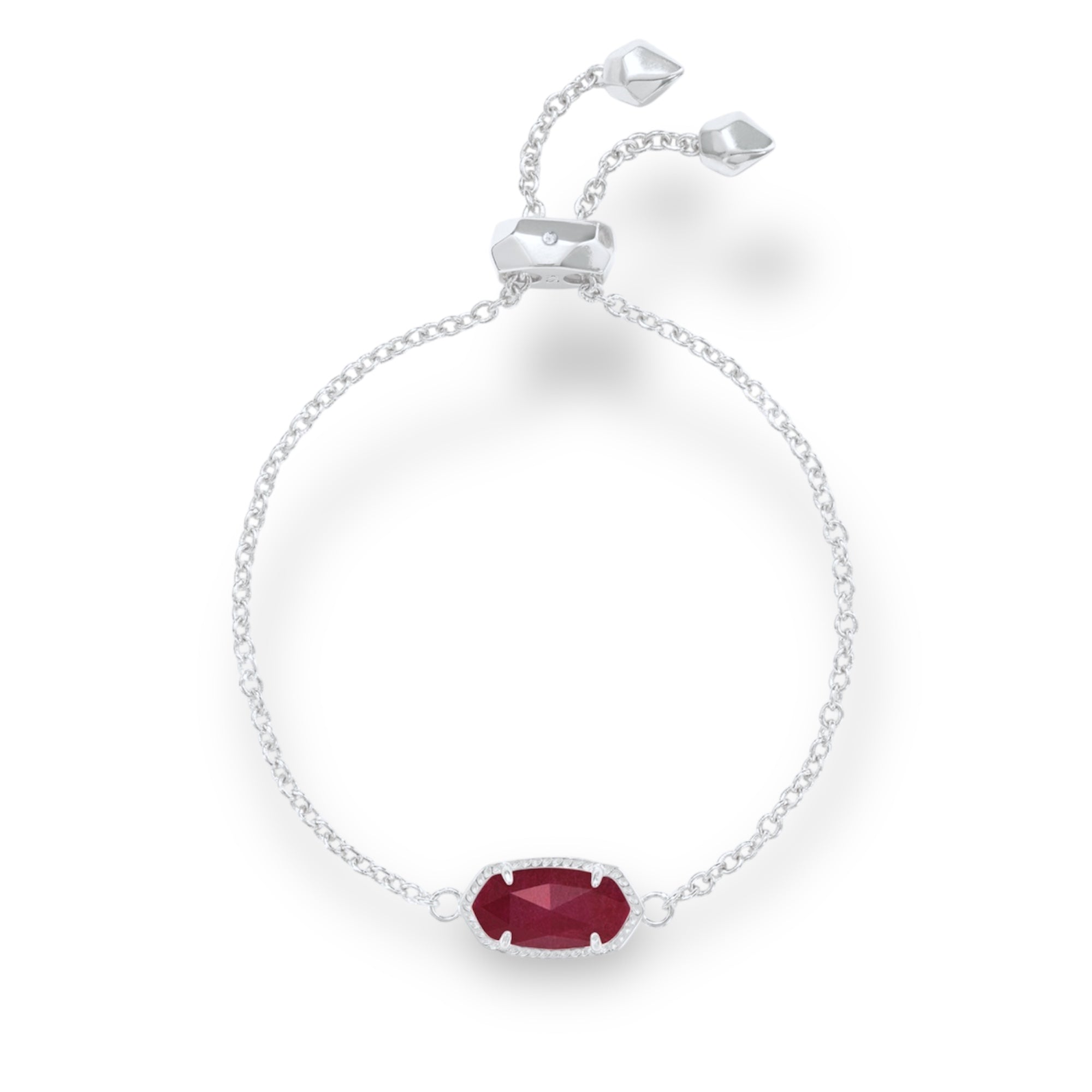 Elaina Adjustable Chain Bracelet Silver in Maroon Jade
