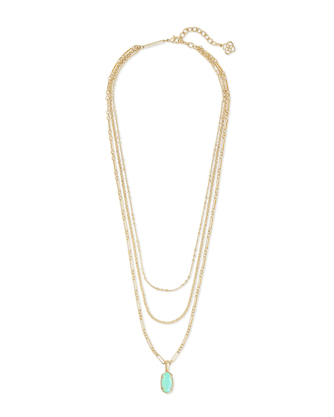 Elisa Gold Multi Strand Necklace in Matte Iridescent Mint