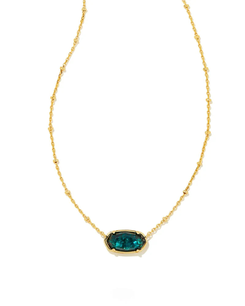 Elisa Gold Pendant Necklace in Dark Teal Mica