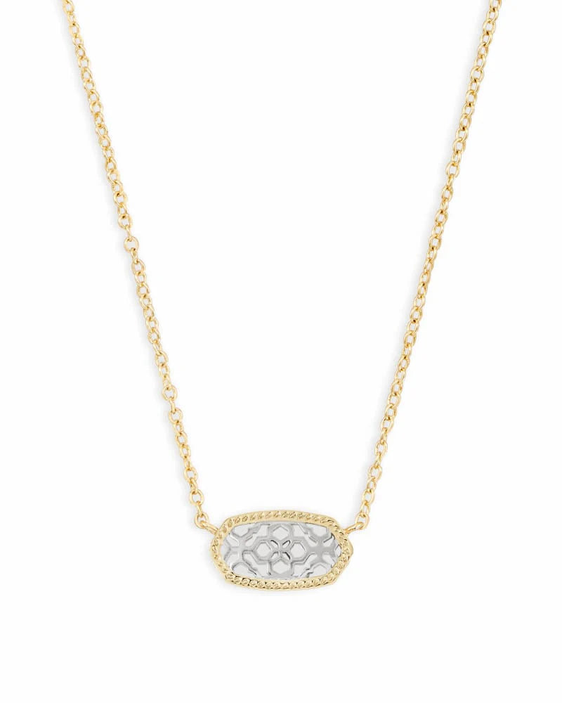 Elisa Gold Pendant Necklace in Silver Filigree Mix