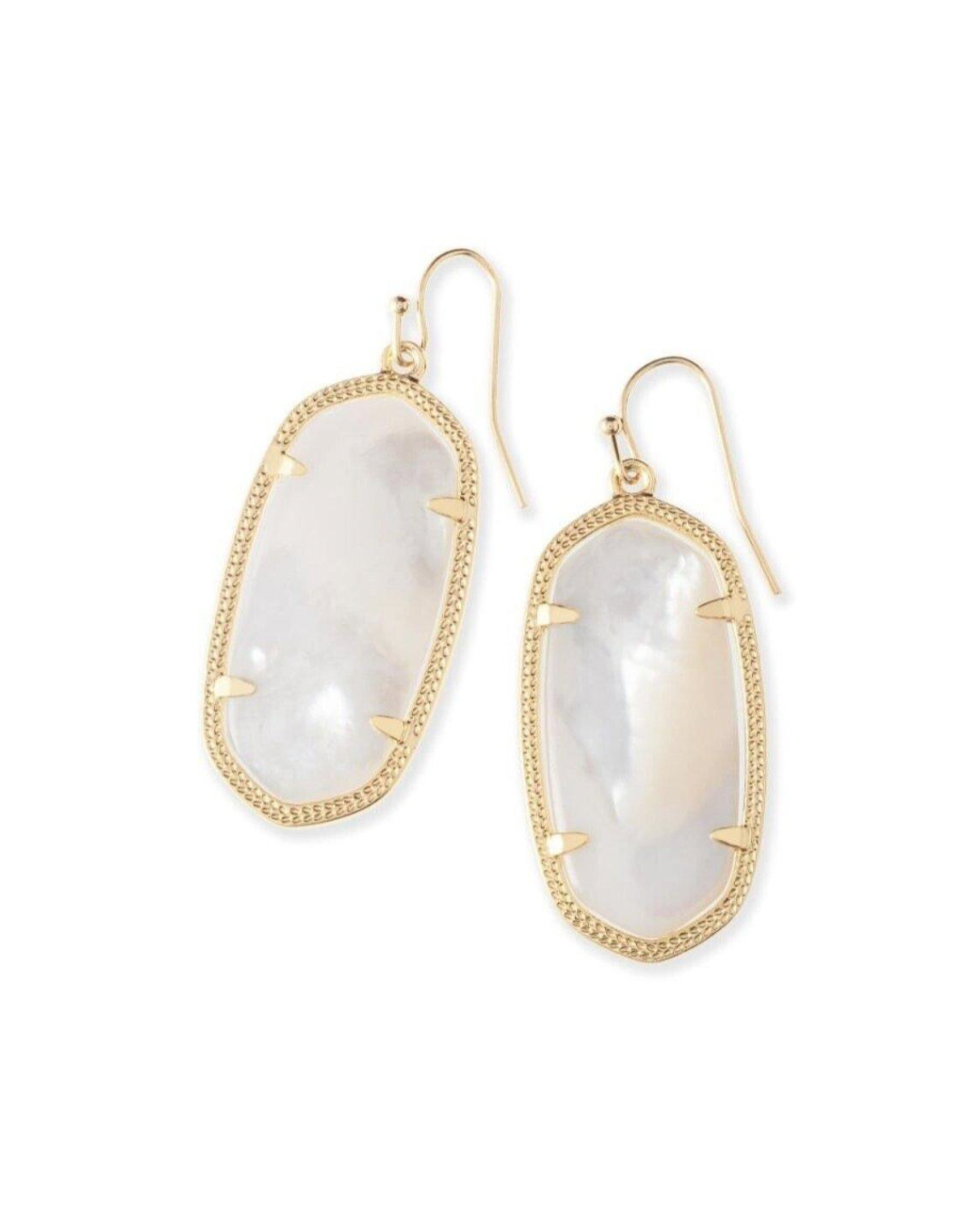 Elle Gold Drop Earrings in Ivory Mother-of-Pearl