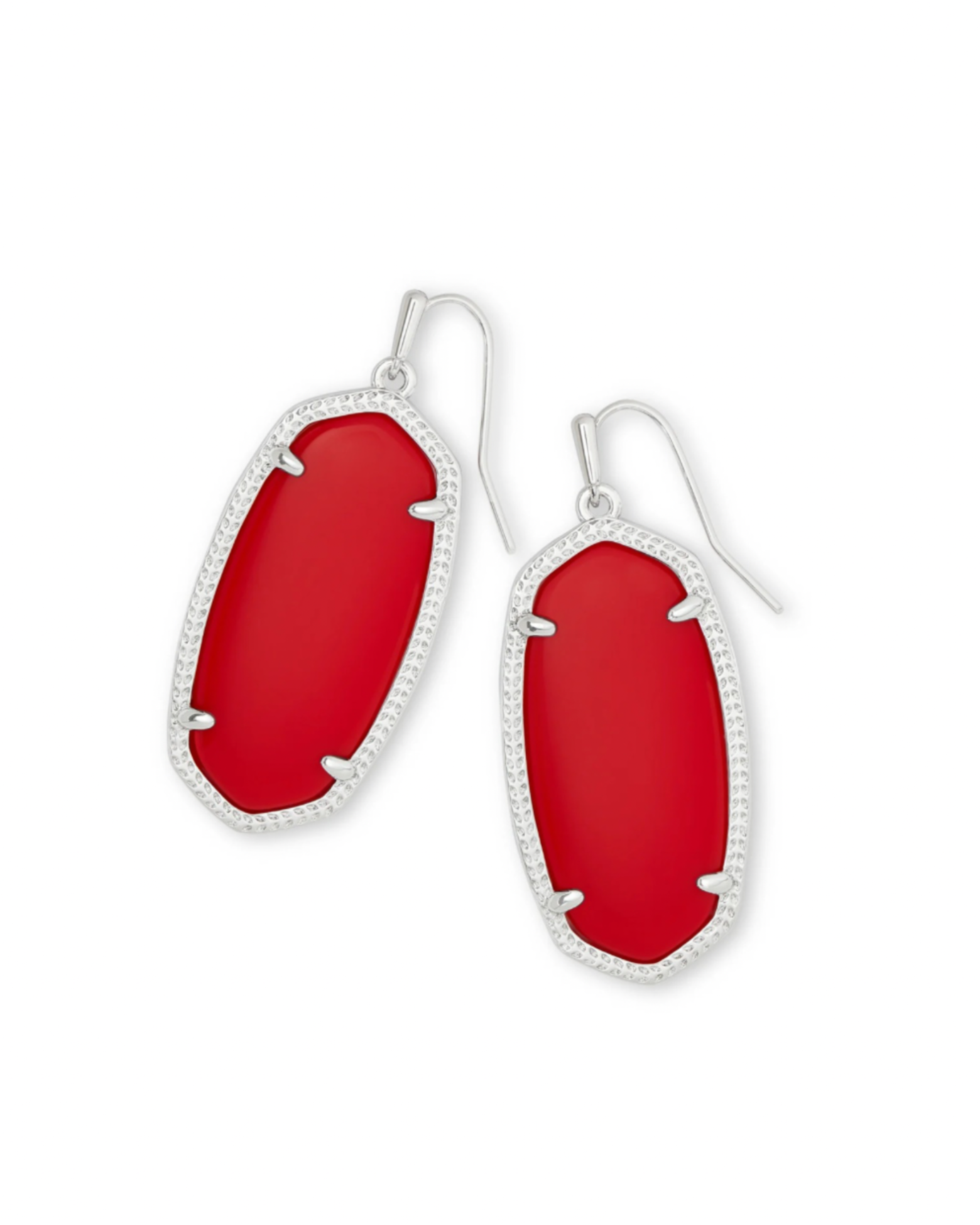 Elle Silver Drop Earrings in Red 