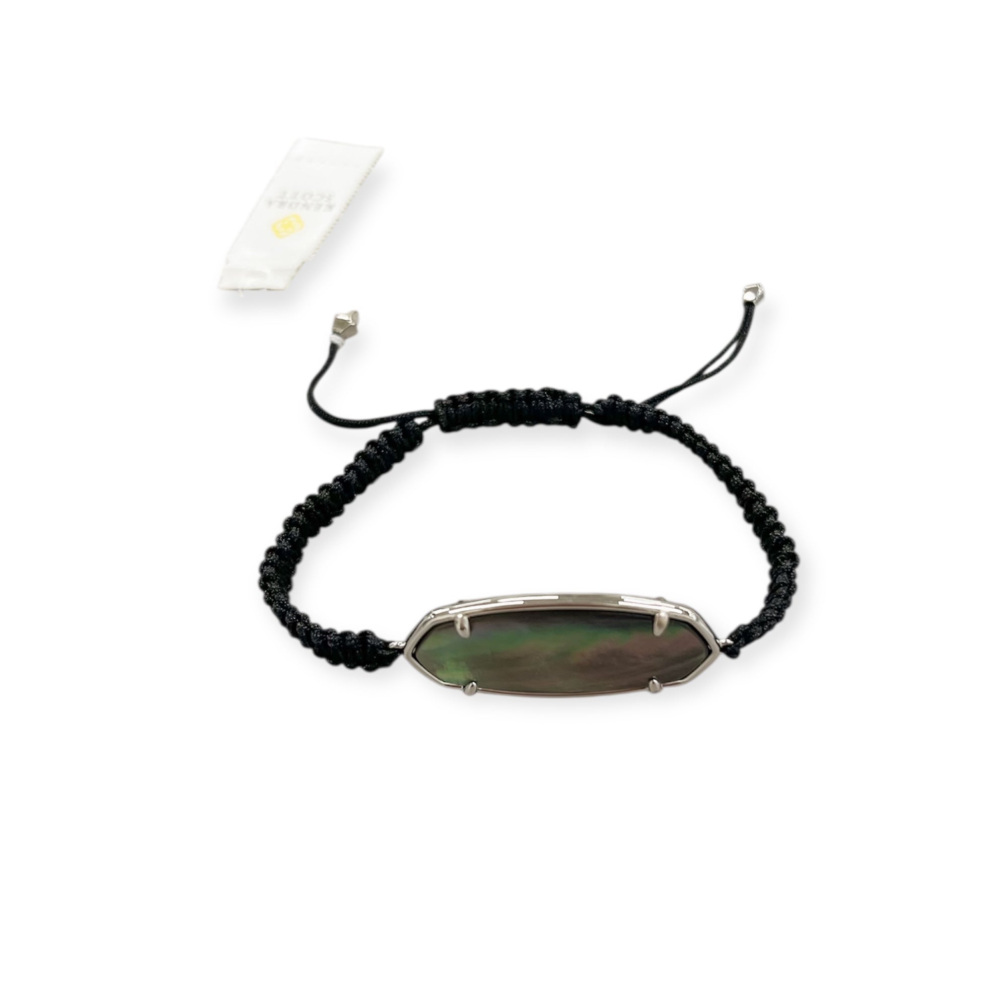 Elle Silver Friendship Bracelet in Black Mother of Pearl