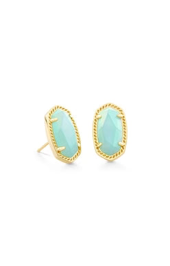 Ellie Gold Stud Earrings in Mint Chalcedony